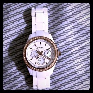 White Fossil ceramic watch